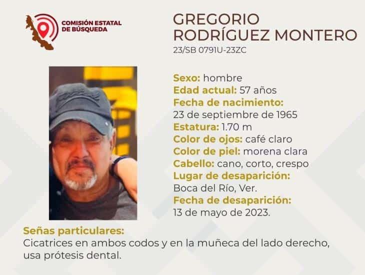 Buscan a Gregorio Rodríguez, lleva desaparecido 4 días en Boca del Río