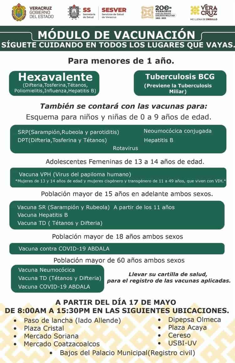 Inicia jornada de vacunación en Coatzacoalcos