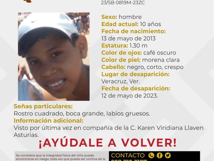 Desaparece niño de 10 años en el puerto de Veracruz; piden el apoyo para localizarlo