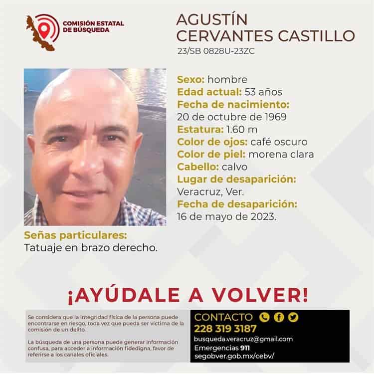 Desaparece hombre de 53 años en calles de Veracruz
