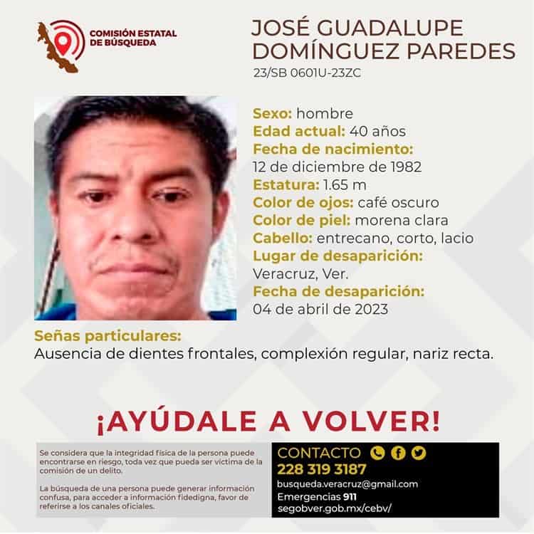 Buscan a José Guadalupe en Veracruz, lleva más de un mes desaparecido