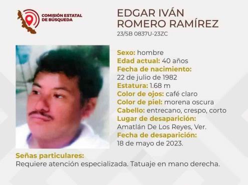 Edgar Iván Romero desapareció en Amatlán; su familia lo busca