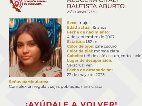 Buscan a Azucena Citali Bautista; desapareció en Veracruz