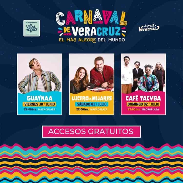 Estos son los artistas que se presentarán en los masivos del Carnaval de Veracruz 2023