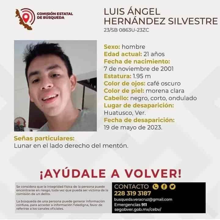 Desaparece joven en Huatusco; piden el apoyo para localizarlo