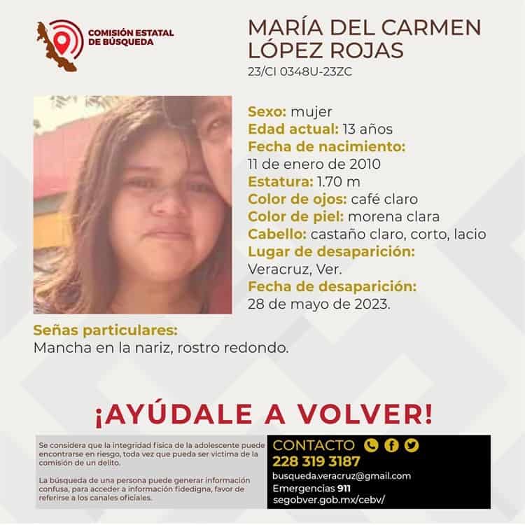 María del Carmen tiene 13 años; desapareció en Veracruz