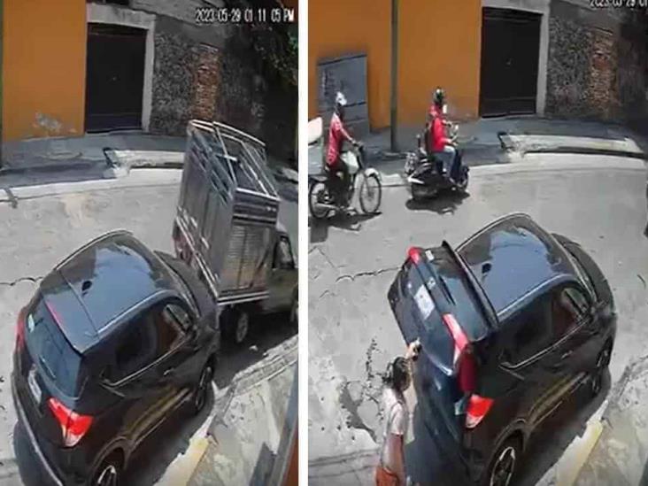 Choca contra camioneta en Misantla y escapa