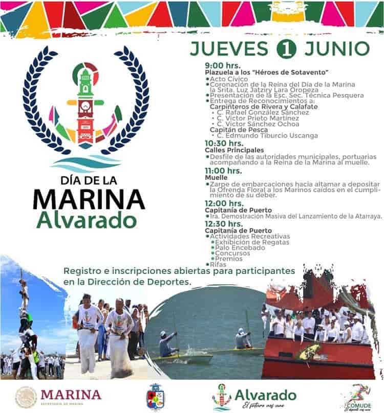 Alistan festejos por el Día de La Marina en Alvarado