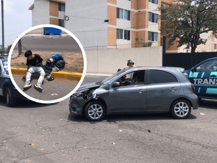 Motociclistas resultan lesionados tras chocar contra auto en Veracruz  (+Video)