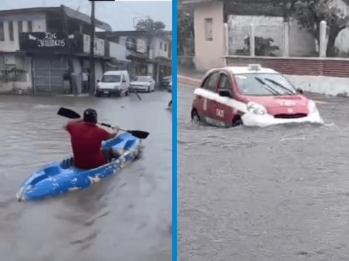 Cardel se inunda mientras sujeto disfruta paseo en kayak