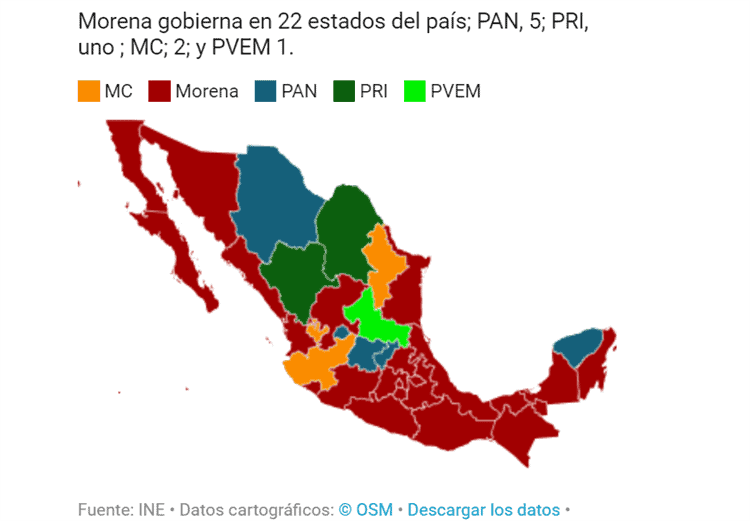 Elecciones 2023:  Con Morena, se pinta de guinda mapa político; PRI a punto de desaparecer