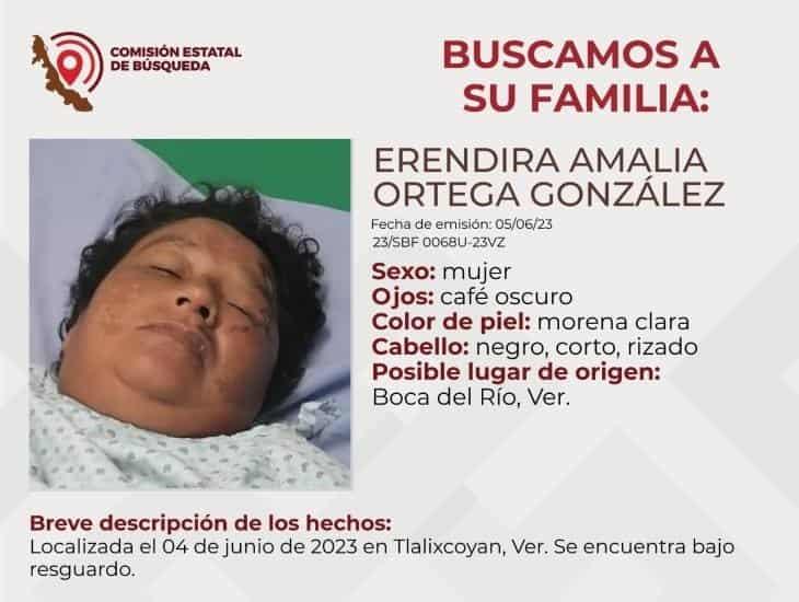 ¿La conoces? Buscan a familiares de Erendira, hospitalizada en Tlalixcoyan