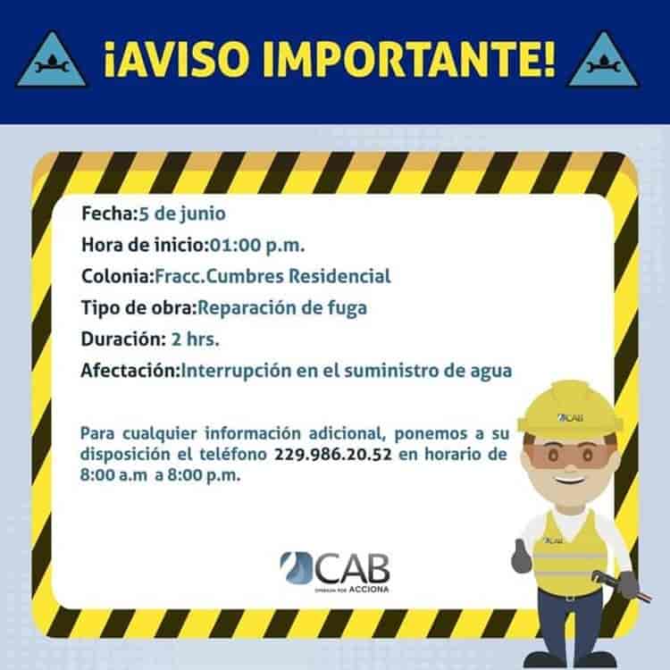 ¡Toma precaución! Este fraccionamiento de Boca del Río no tendrá agua hoy