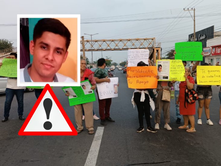 Familiares de Erick, bloquean por segundo día carretera Veracruz-Xalapa; exigen su localización