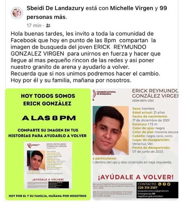Con búsqueda virtual, piden localizar a Erick Raymundo, estudiante desaparecido en Veracruz