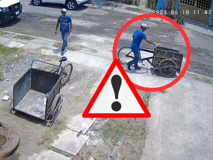 ¡Quedó en video! Le roban triciclo a albañil en Veracruz (+Video)