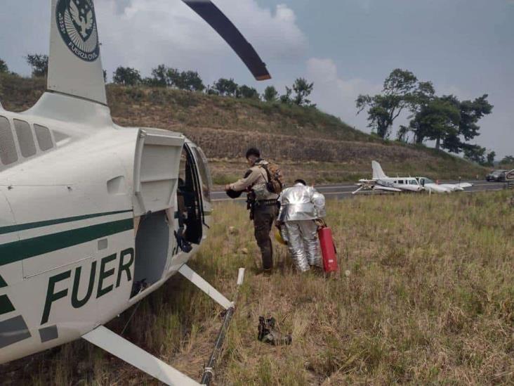 Avioneta aterriza de emergencia en autopista Tihuatlán-Totomoxtle