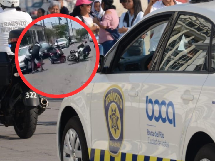 ¡Quedó en video! Motociclista golpea a Tránsito de Boca del Río