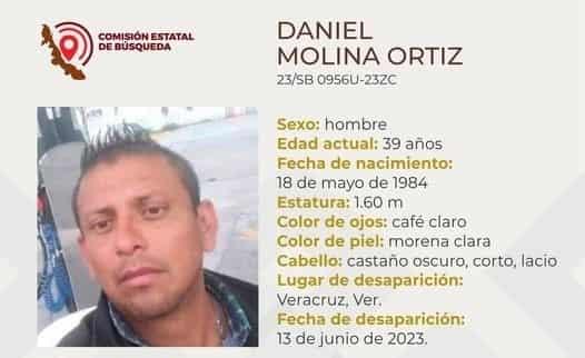 Reportan a Daniel Molina como desaparecido en Veracruz