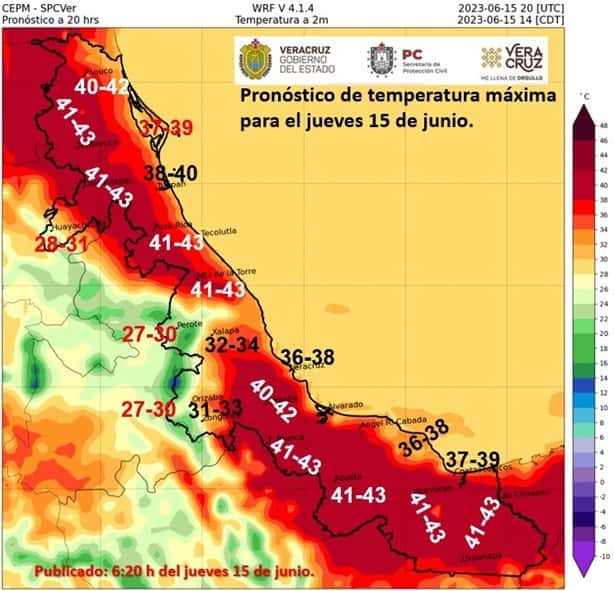 ¡Atento! Estos municipios de Veracruz llegarán a los 43 grados