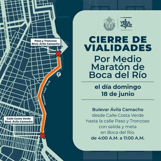 Atento; cerrarán el bulevar de Veracruz por carrera este domingo