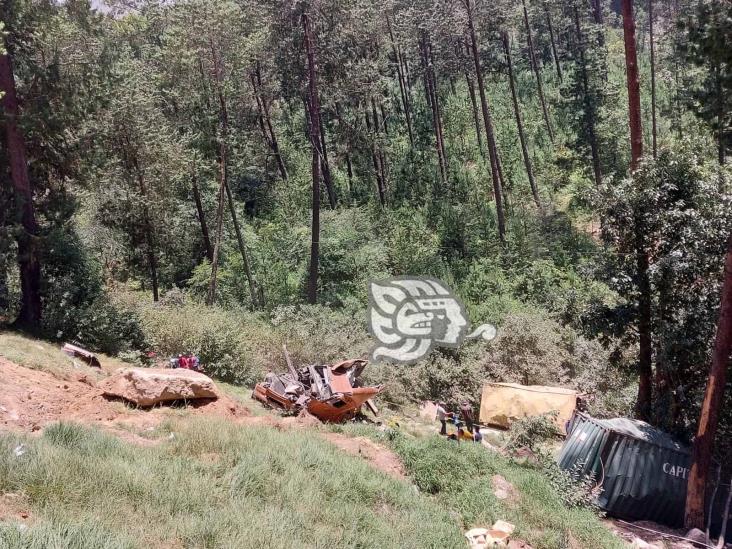 Tráiler se desbarranca en curvas de Normandía, en Las Vigas