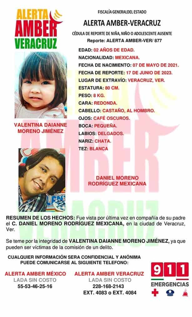 Desaparece niña de 2 años en Veracruz; emiten Alerta Amber para localizarla