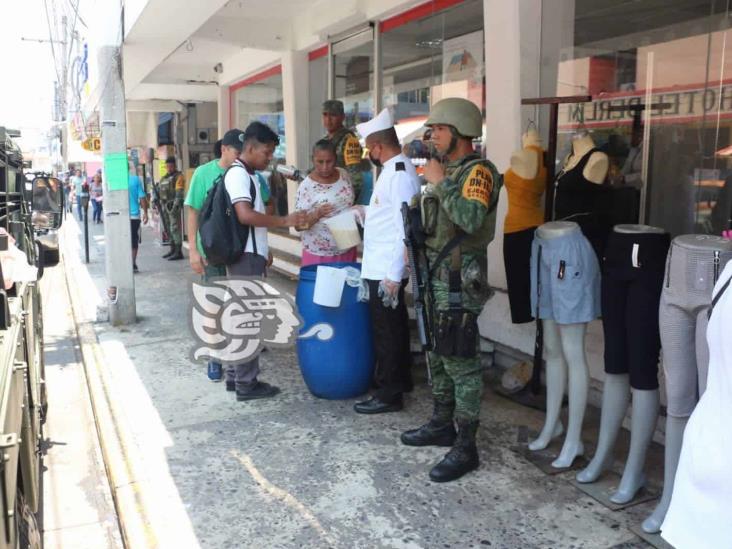 Sedena también instaló puntos de hidratación en Poza Rica