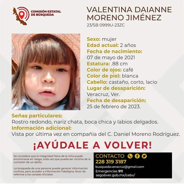 ¿Dónde está Valentina? Pequeña de 2 años desaparecida en Veracruz