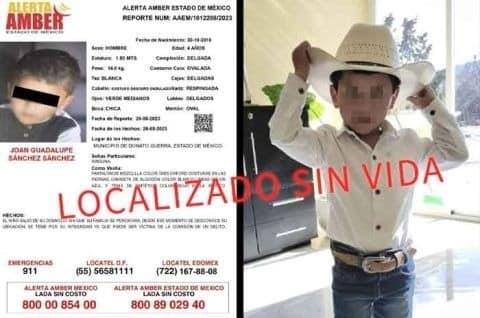 Hallan sin vida a Joan, niño de 4 años desaparecido en Edomex