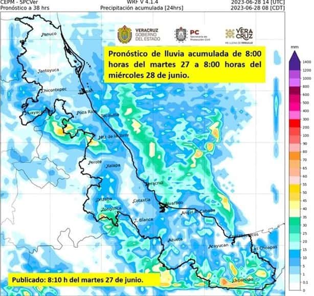 A cuántos grados estamos en la región Xalapa