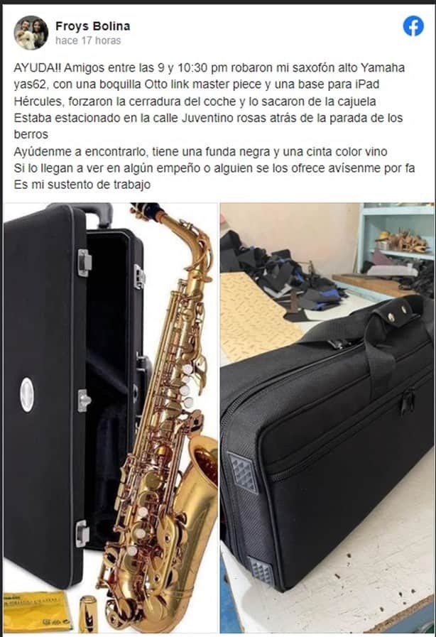 Roban instrumento a conocido saxofonista de Xalapa