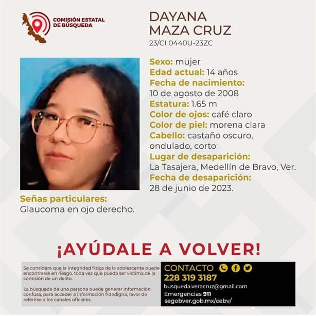 Desaparece niña de 14 años en Medellín de Bravo; urge su localización