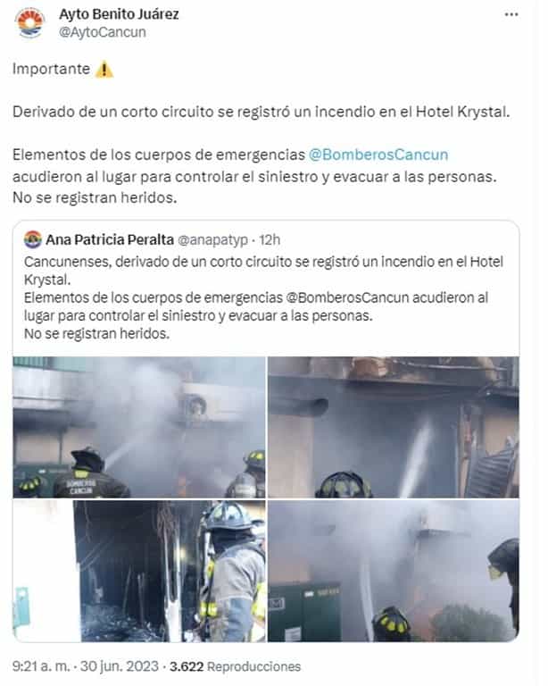 Se incendia Hotel Krystal en zona hotelera de Cancún (+Video)