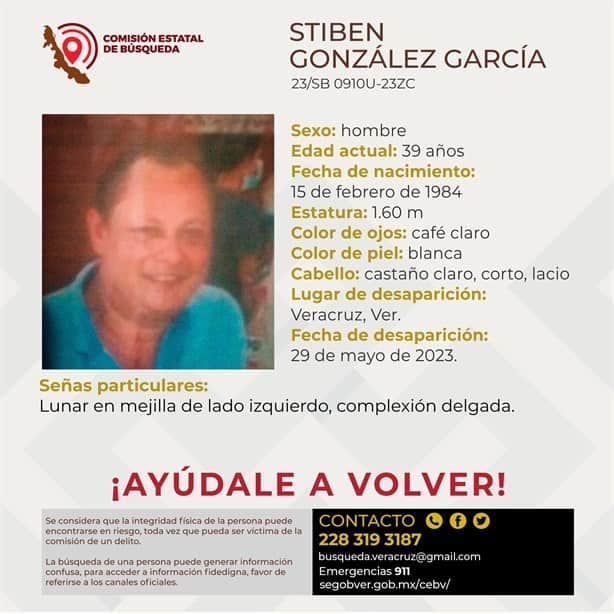 Continúa la búsqueda de Stiben González, desaparecido en Veracruz