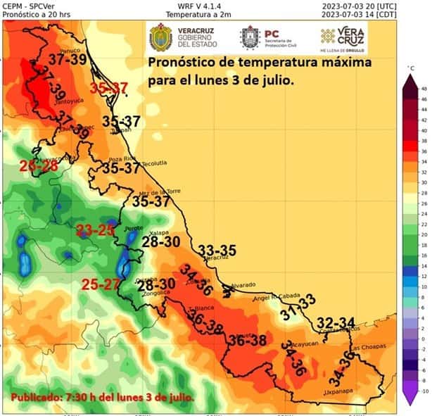 A cuántos grados estamos en la región Xalapa