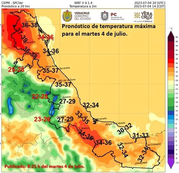 A cuántos grados estamos en la región Xalapa