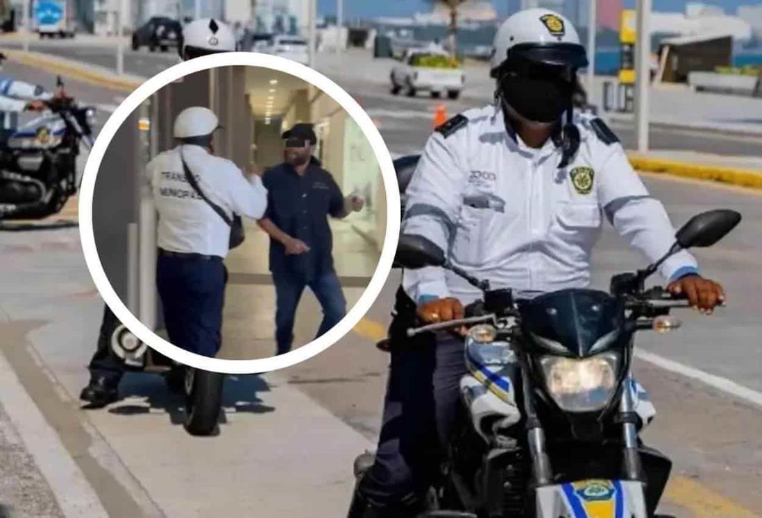 Agente de Tránsito acosa y agrede a discapacitado en Plaza Américas, en Boca del Río | VIDEO