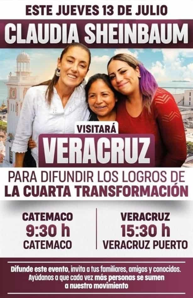 Claudia Sheinbaum y Ricardo Monreal estarán este jueves en Veracruz