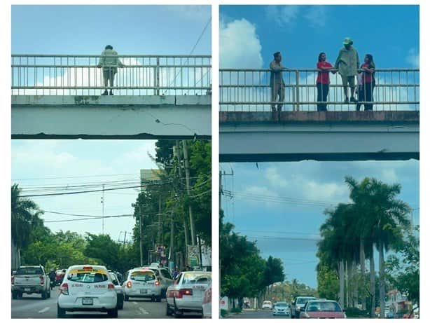 Evitan tragedia en puente peatonal de Poza Rica