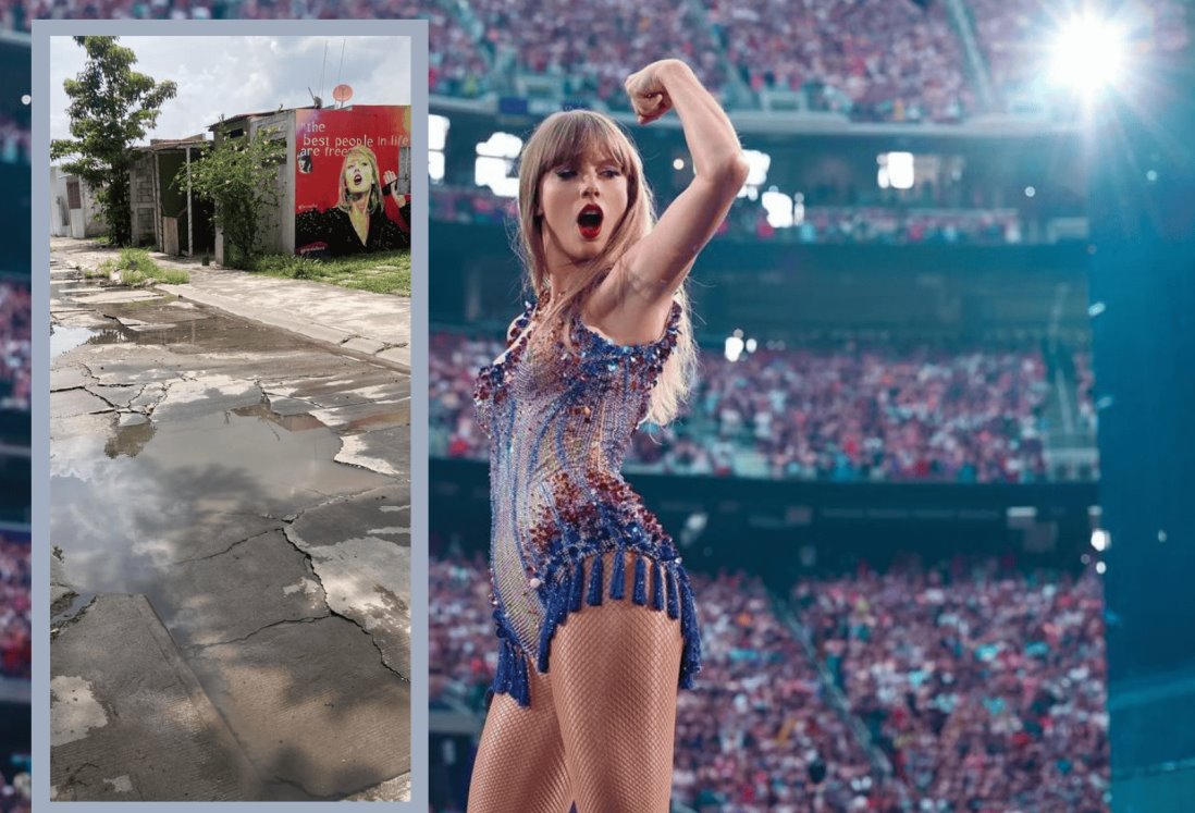 Artista que hizo el mural de Taylor Swift critica calles destrozadas de Veracruz