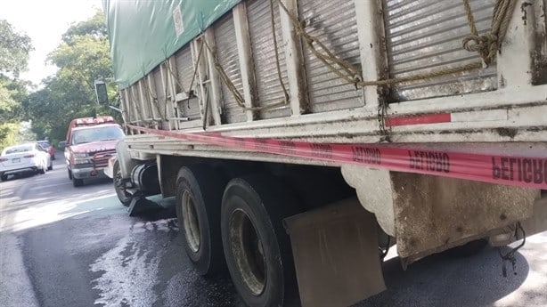 Se incendia camión de carga en la carretera Tuzamapan-Jalcomulco