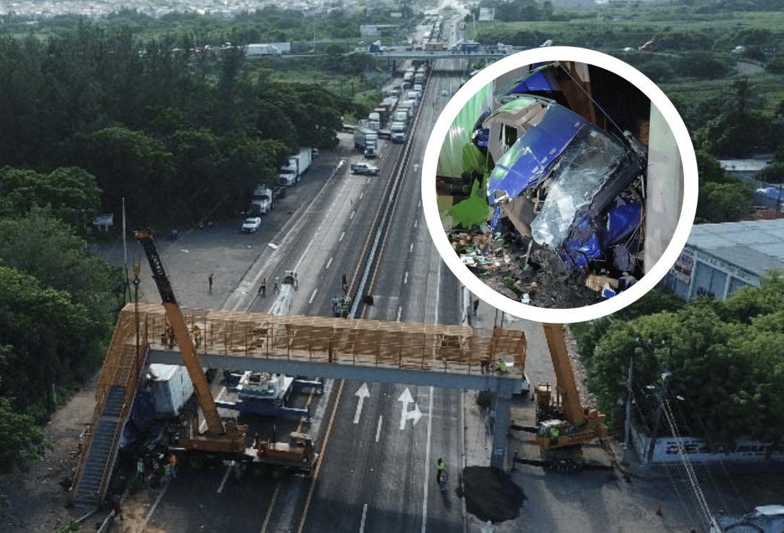 Puente dañado por tráiler en Veracruz será reparado por constructora: SICT