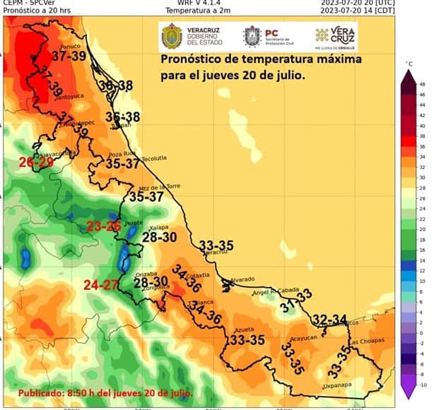 A cuántos grados estamos en la región Xalapa