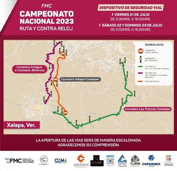 Alista rutas alternas por cierre de bulevar Xalapa-Coatepec; habrá carrera ciclista