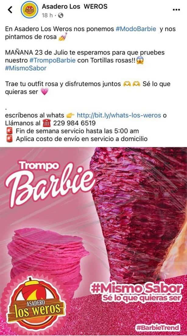 ¡Todo rosa! Taquería de Veracruz ofrece tacos Barbie