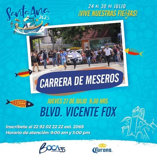Fiestas de Santa Ana 2023 en Boca del Río; inscríbete a la carrera de meseros