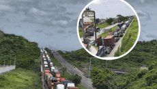 Caos vial en autopista Veracruz-Cardel; hay largas filas para ingresar al recinto portuario
