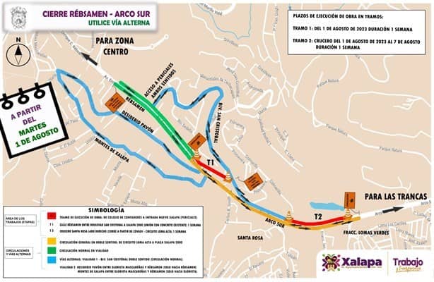 Xalapa: Habrá adecuaciones viales por obras en Rébsamen y Arco Sur