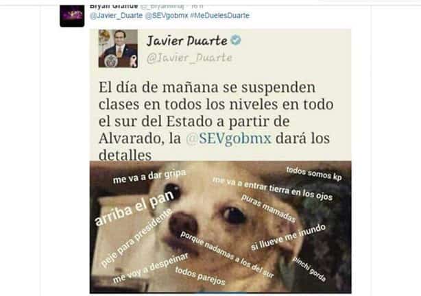 Javier Duarte recuerda en redes cuando cancelaba clases por lluvias en Veracruz